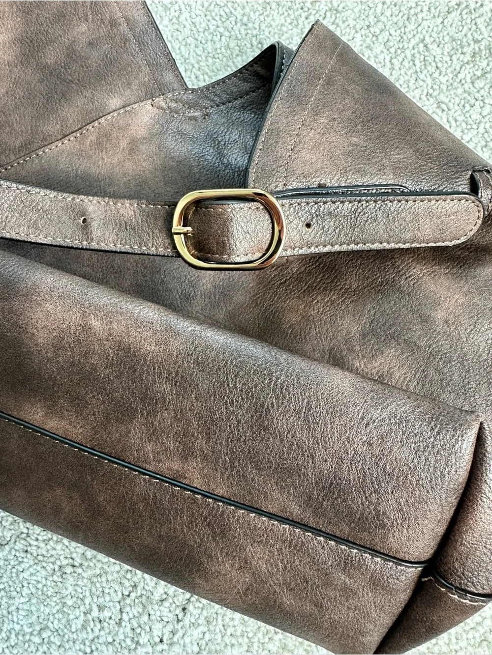CLUCl Hobo Bag with Matching Cosmetic Pouch Vegan Leather V Design Designer Tote